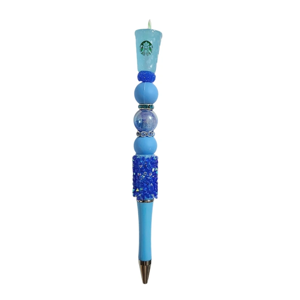 Starbucks Beaded Ballpoint Twist Pen Focal Bead Blue